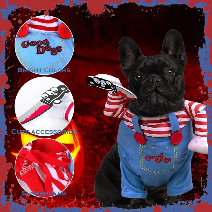 Костюм для собак на Хелловін з курткою та штучним баром, дихаючий, регульований, для свят, вечірок (S)