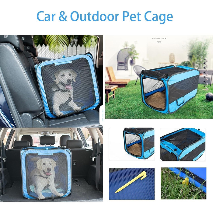 Складана переноска для собак та котів, 600D водонепроникна тканина, переноска для тварин для подорожей та дому, авто-переноска для котів та собак (Зелений, XL-80*56*56)