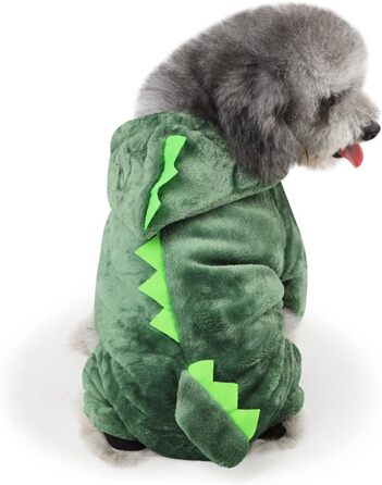 Костюм для собак - динозавр, FRCOLOR, 3 шт., зелений. Теплий матеріал, для святкування Halloween, фотосесій та повсякденного використання.