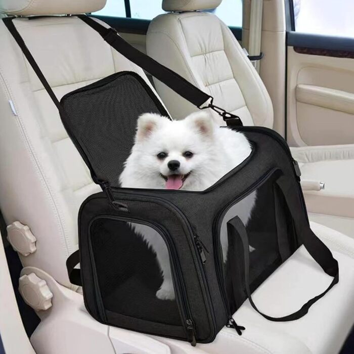 Складана переноска для собак та котів - чорна, для подорожей та кемпінгу