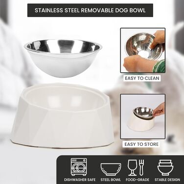 Підвищена годівниця для собак Belle Vous з мискою - 470 мл, нержавіюча сталь, протиковзна, без витоків, для собак та котів