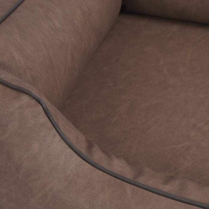 Лягу для собак Knuffelwuff Henderson з штучної шкіри з мармуровим ефектом XXL, 120 x 85 см - знімний чохол - легко чистити - для великих, середніх та маленьких собак (Коричневий, L 120 x W 85 x H 25 см)