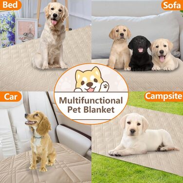 Водонепроникний килимок для собак 218 x 208 см: захист дивану та ліжка. Великий, миючий, з антиковзаючим покриттям. Підходить для собак та котів, бежевий, XXL