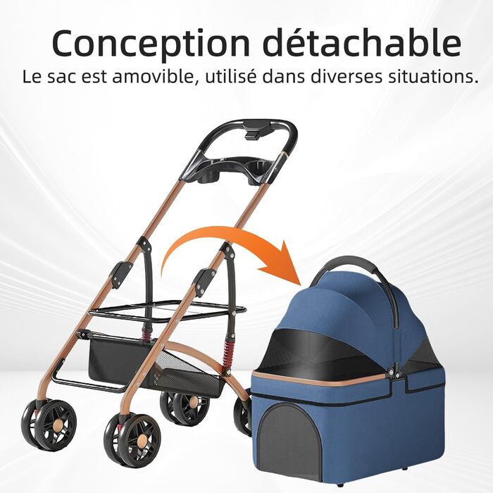 Дитяча коляска для собак та котів Homewell, складна, знімний кошик, сітчасте вікно, ремені на плече та тримач для напоїв, до 20 кг (блакитна)