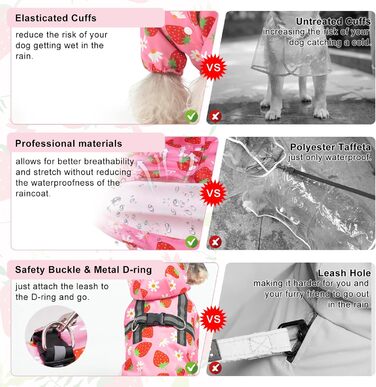 Водонепроникний дощовик для собак BeautyZoo з капюшоном та інтегрованим повідком для малих, середніх та великих собак, дівчаток та хлопчиків. Дощовик-пончо, одяг для собак S(Back 13.2', Chest 18.5', Neck 13.9') (XS(Back 10.5', Chest 16.9', Neck 12'), Полу