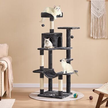 Кігтеточка для котів MSmask велика, багатоярусна з 2 будиночками, гамаком та сизалевими стовпчиками
