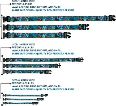 Нашийник Buckle-Down з пластиковим кліпом Stitch Hula Dance, ширина 1/2 дюйма, підходить для шиї 8-12 дюймів, середній розмір