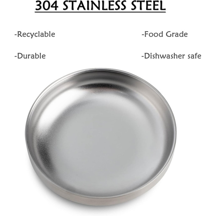 Миски для котів з нержавіючої сталі, широкі та плоскі (2 шт.), 15 см