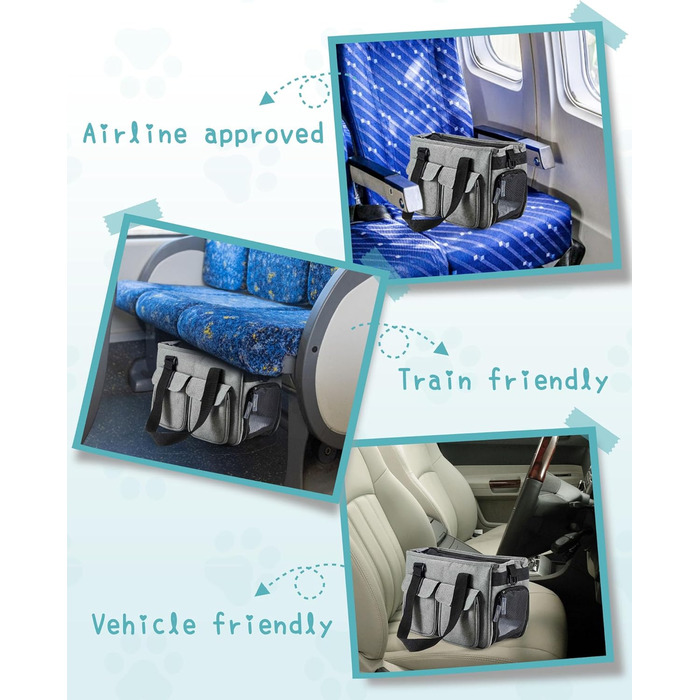 Транспортна переноска для котів та собак Happy Hachi, складана, з регульованим плечовим ременем, з м'якою оббивкою, для авіаперельотів, туристична переноска