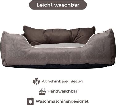 Ліжко для собак Benetton, коричневе, 90x70x28 см, ергономічне, знімний чохол