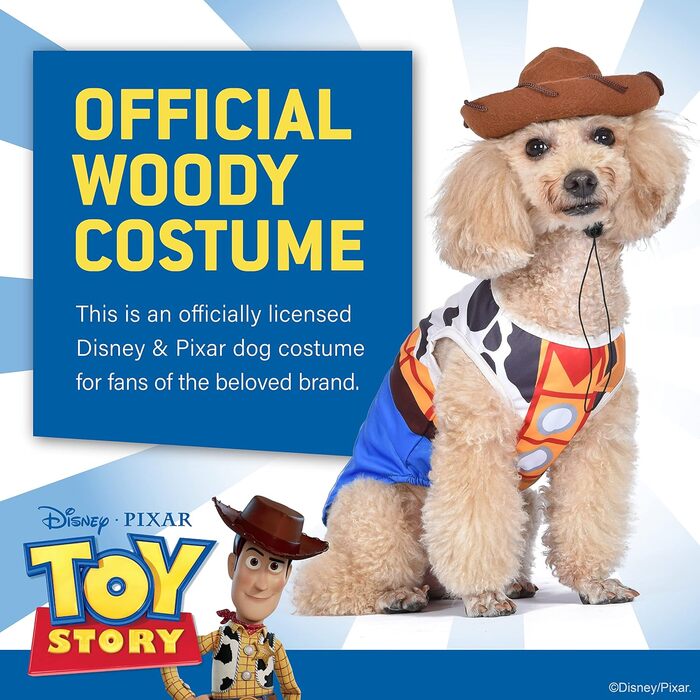 Костюм для собак Toy Story Woody від Disney, розмір S: офіційний ліцензований костюм ковбоя для собак на Хелловін, багатобарвний, дерев'яний