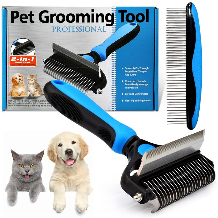 Бурштук для собак та котів 2 в 1 GLUTTONY, металевий, блакитний