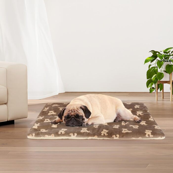 М'який лежак для собак у переносці 80x60 см, лежанка для собак у клітці, ковдра для домашніх тварин, підходить для середніх собак та котів (чистий сірий, плюшеві ведмедики)