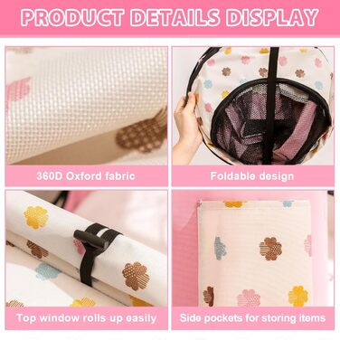 Клітка-забіг для цуценят, переносна огорожа для тварин, рожева клітка-забіг з тунелем (M)