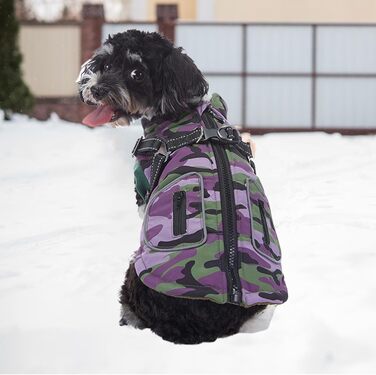 Водонепроникний жилет для собак – відбиваюча зимова куртка 40 см, теплий верхній одяг з шлейкою, ізольований одяг для цуценят та собак середніх розмірів для захисту (багатобарвний)