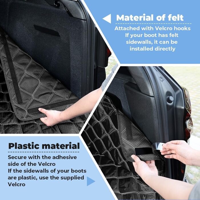 Захист для багажника автомобіля KYG: стеганий килимок для собак з захистом бокових панелей та краю, вологостійкий, стійкий до подряпин, універсальний, чорний, 185x105 см