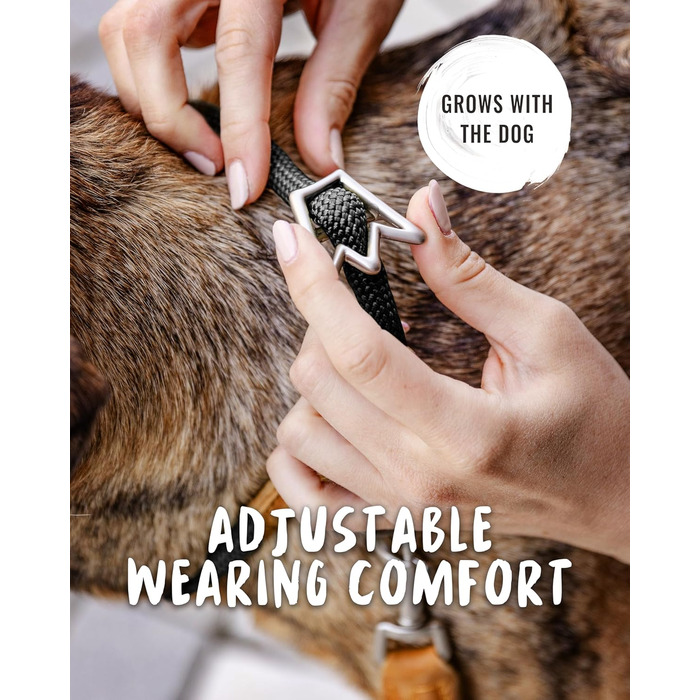 Нашийник для собак Rudelkönig Emma - Елегантний нашийник-стоп для собак з шкіри та нейлону - ø 12 мм - Зручний навчальний нашийник для великих собак (6, Чорний)