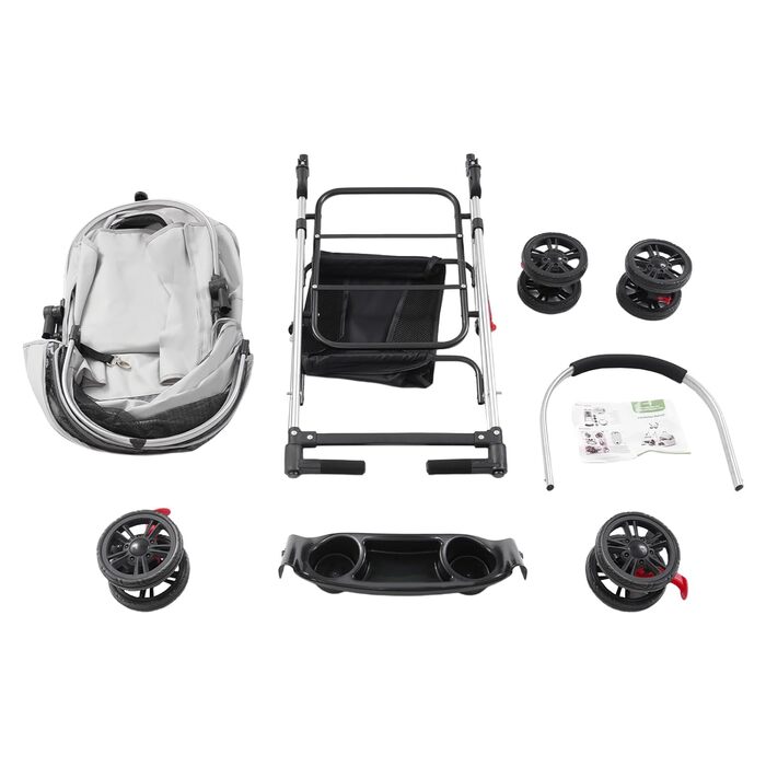 Складаний візок для собак та котів, сірий (50x60 см)