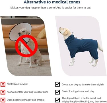 Піжама для собак великих та екстра-великих порід, еластична, для дорослих та середніх собак, комбінезон для домашнього улюбленця (5XL, Синій)