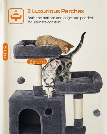 Високий когтеточка-комплекс Feandrea: ігровий центр з лежаком та стовпчиком для кігтів, 161 - 220 см