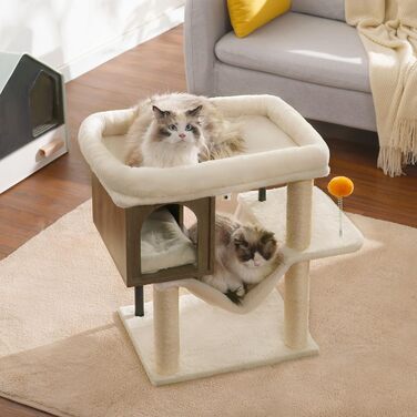 Котячий будиночок з дряпалкою Heybly HCT017WB (Rustic Gray) - велика платформа 54x40 см, висота 57.5 см