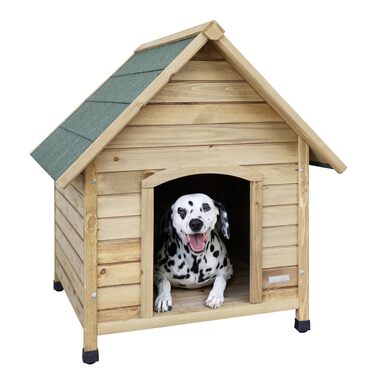 Будка для собаки Kerbl, дерев'яна, зелена 85x73x80 см, водонепроникна, з регульованими ніжками, бітумна покрівля