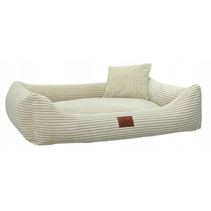 Лежанка для собак Leo4dog з вельвету, знімний чохол для прання, бежевий, L (100x80 см)