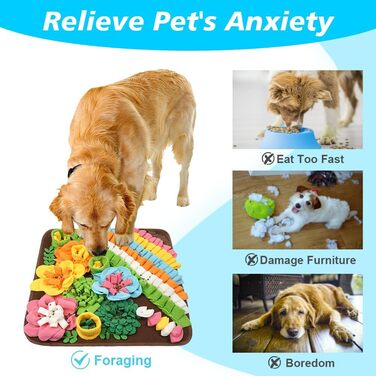 Килимок-нюхалка для собак Schnüffelteppich, інтерактивна іграшка-нюхалка для собак, килимок для дресирування цуценят, 50x50 см, коричневий