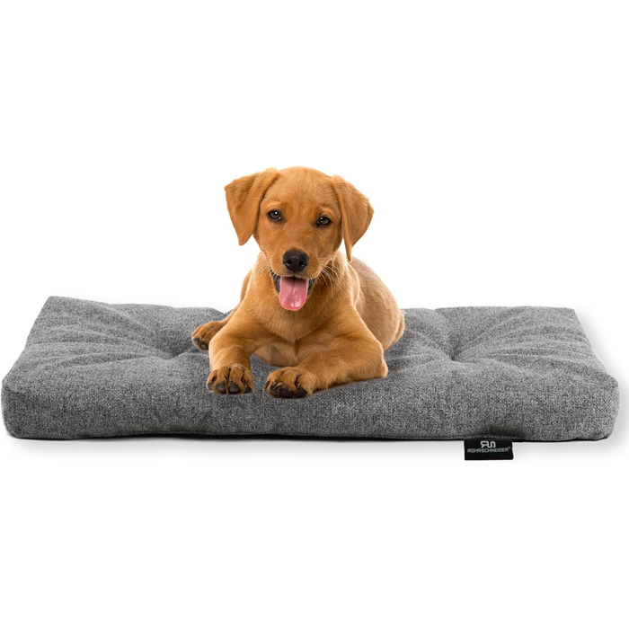 Крісло-лежанка для собак Rohrschneider, Made in EU, з антиковзким покриттям, сірого кольору, розмір 1 (50 x 80 x 7 см), з мискою для корму. Підходить для собак маленьких, середніх та великих порід, а також для котів.