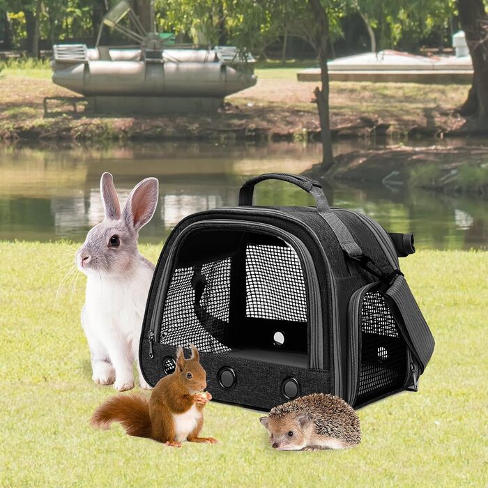 Транспортна переноска для дрібних тварин APKOL, переноска для морських свинок, кроликів, хом'яків, їжаків, (чорна)