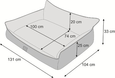 Ліжко для собак - лежанка для тварин, кошик для котів - ліжко для собак маленьких, середніх та великих порід - подушка для собак - собаче ліжко - лежанка для собак - місце для сну - 63x48 см - (XXXL - 131x104 см, Колір: коричневий з лапами)