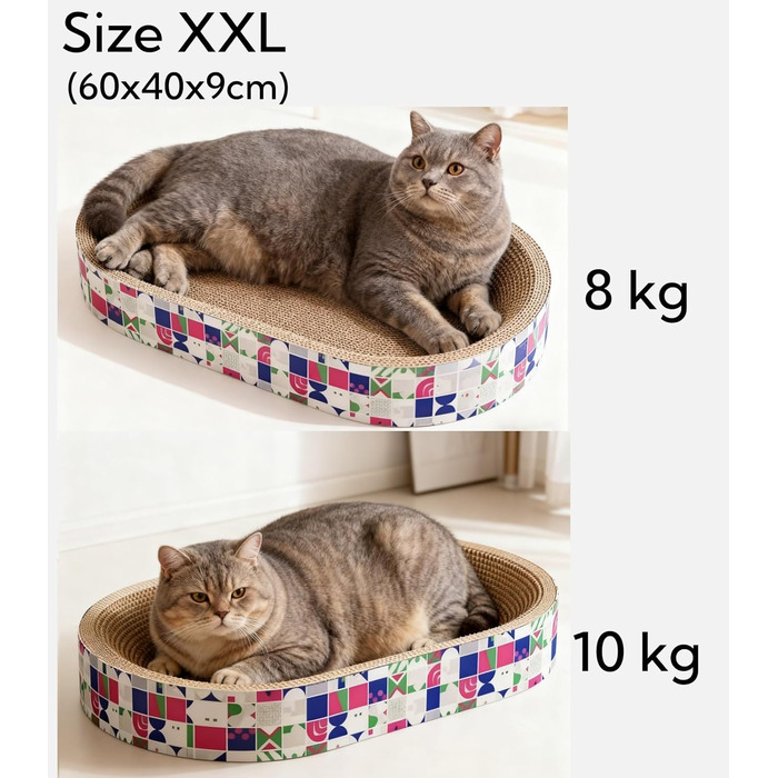 Кігтеточки для котів 2 шт. - овальні, 61 см, з лежаком, з картону, XXL (60x40x9 см)