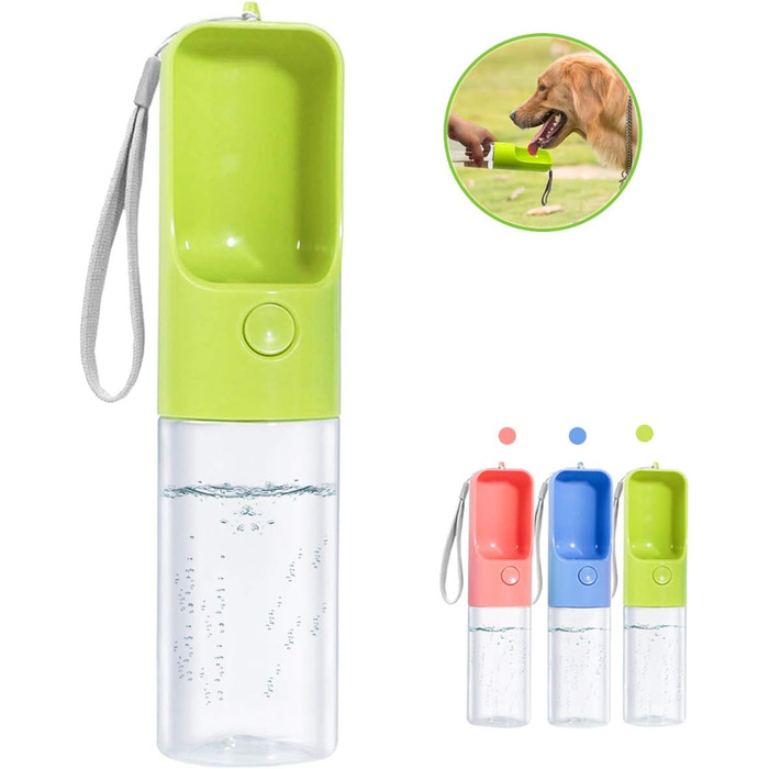 Фляга для собак MICHETT True Love Sofunii, 425 мл, зелена: витривала, BPA-free, для прогулянок