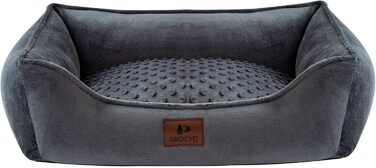 Ліжко для собак і котів Snocyo, м'яке, знімний чохол, розмір 65×55×18 см, темно-сіре, для малих і середніх порід, підвищені бортики, протиковзке, придатне для прання