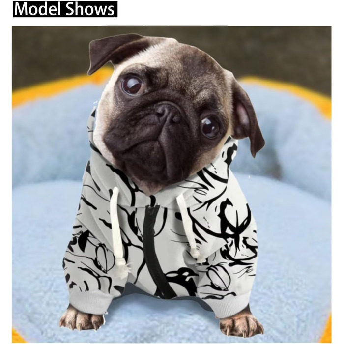 Пуловер для собак з принтом жирафи, одяг для тварин, стильний пуловер з капюшоном, еластичний, іграшковий одяг, світшот для котів та собак (S, 37x55x40 см)