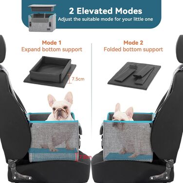 Автокрісло для собак Petsfit - сіре, для маленьких собак, з безпечним кріпленням та зручним лежаком