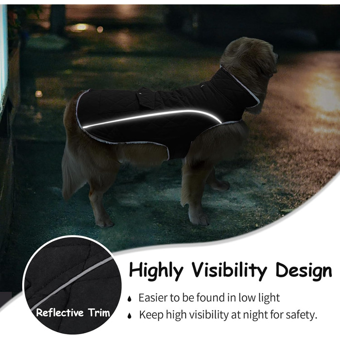 Зимовий одяг для собак Malier, теплий одяг для собак, непромокаючий, з кишенею, середніх та великих порід, цуценят (великий), чорний, XXX-Large