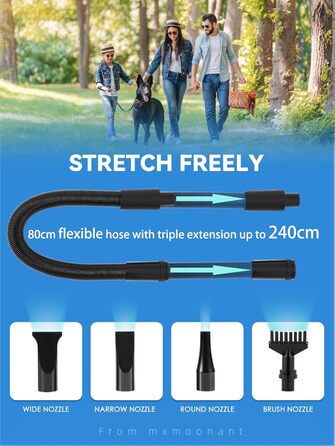 Сушарка для собак Mxmoonant 3500W з подвійним мотором - для великих і довгошерстих собак, професійний догляд за тваринами, 4 насадки та велика щітка