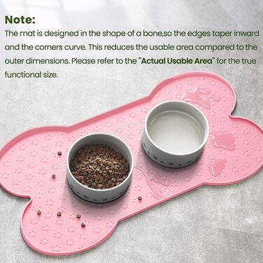 Килимок для годування собак та котів, силіконовий, нековзний, товстий, вологостійкий, з бортиком, для цуценят та кошенят, підходить для собак та котів середніх розмірів, рожевий, 31.8' x 16'