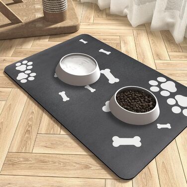 Нековзна килимок під миску для собак та котів Walant, швидковисихаючий, легко миється (темно-сірий)