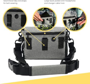 Leckerlibeutel для собак Arrivly SixWalker з магнітним закриттям: практичний фідер для тренувань, універсальна сумка для ласощів з винімною кишенькою (сірий)