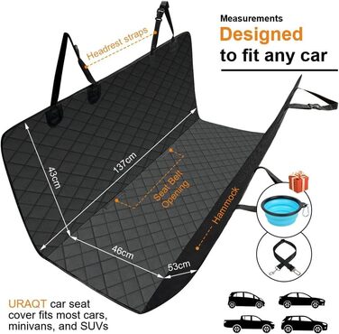 Захист для багажника авто URAQT для собак, 142 x 130 см, водонепроникний, з кріпленням для собаки та мискою