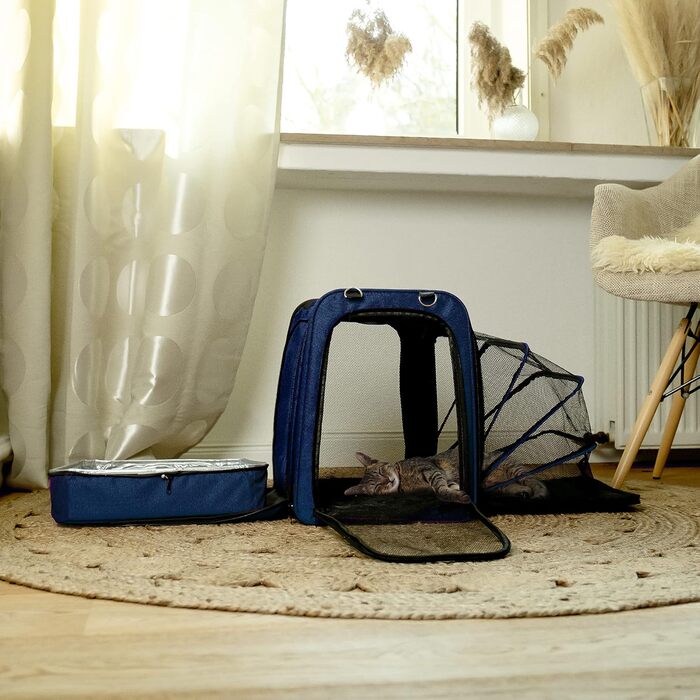 Транспортна переноска для котів You Decide Munich Cat Suite LX Marine з туалетом, складна, для великих котів