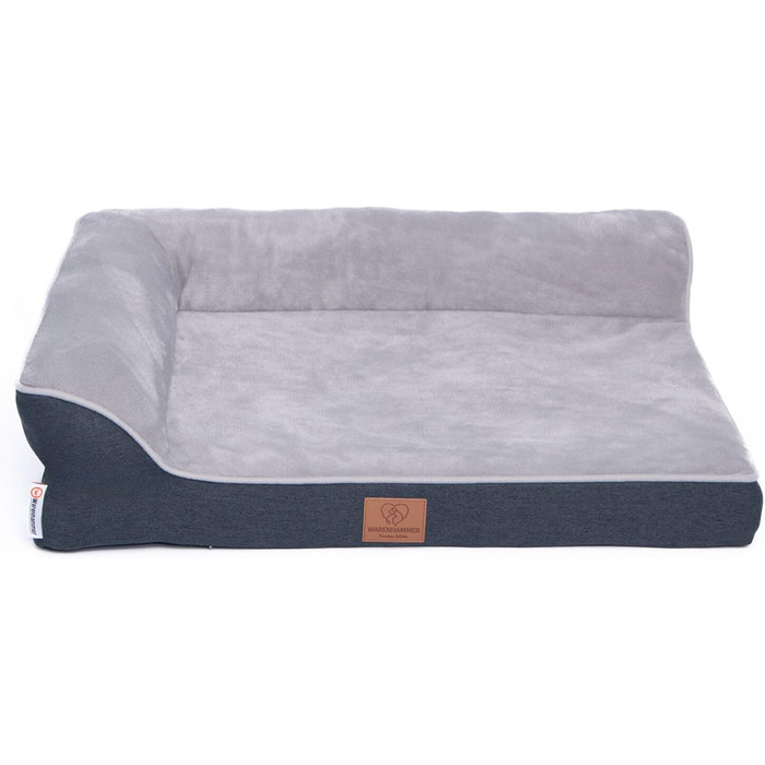 Ортопедичне лежанка для собак преміум-класу з піною з ефектом пам'яті, міцна петля, водонепроникний внутрішній чохол, м'яка, знімний та пральний чохол, 106 x 81 x 17 см, світло-сірий (M)