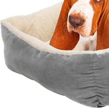 Крісло-ліжко для собак та котів, 60x50 см, бежеве - м'яке, з бортиком