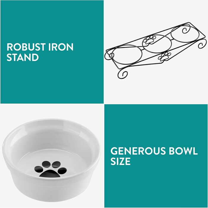 Набір мисок для тварин Navaris (3 шт.) - миски для котів та собак, кераміка, 350 мл, білий