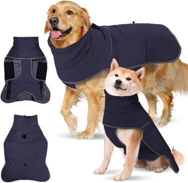 Водонепроникна тепла куртка для собак SilverChry, зручний нашийник, відбивачі, флісова підкладка, для великих собак, тепла та комфортна в холодну погоду, для дому та на вулицю