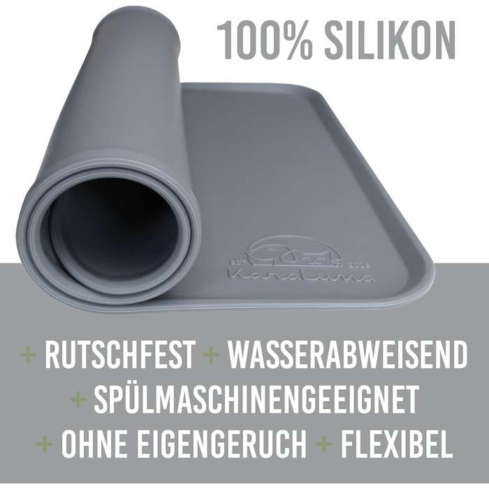 Силіконовий килимок під миску для собак та котів, 60x40 см, нековзний, сірий