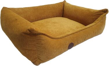 Ортопедичне ліжко для собак, сумісне з великими, середніми та маленькими породами, жовто-гірчичний колір, миється, розмір M (77x60x20 см)