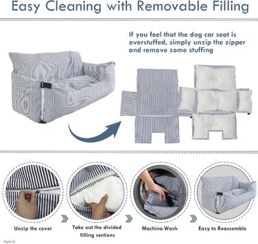 Автокрісло для собак LELEFIDO, великі породи до 36 кг, з підстилкою та 2 страхувальними ременями